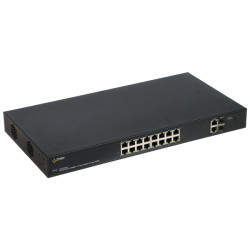 Switch PoE de 16 portas 10/100 Mbps com 2 portas Uplink RJ45/SFP para bastidor RACK 19 polegadas PULSAR SF-116