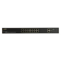 Switch PoE de 16 portas 10/100 Mbps com 2 portas Uplink RJ45/SFP para bastidor RACK 19 polegadas PULSAR SF-116