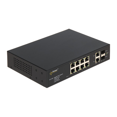 8-партовы камутатар PoE 10/100/1000 Мбіт/с з 2 партамі SFP Uplink Pulsar SFG-108