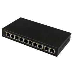 Switch PoE de 10 ports 8x PoE+ 10/100/1000 Mbps 2x Uplink 96W Pulsar SG-108