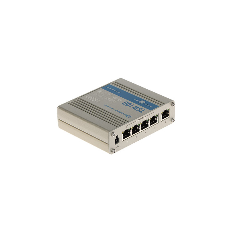 5-портов индустриален PoE суич 4xPoE+ 10/100/1000 Mbps Teltonika TSW100