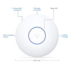 จุดเชื่อมต่อสัญญาณ Wi-Fi 7 2.4 GHz 5 GHz 688 Mbps + 4300 Mbps UBIQUITI UQ-U7-LITE