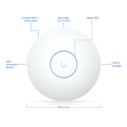 Кропка доступу Wi-Fi 7 2.4 ГГц, 5 ГГц, 688 Мбіт/с + 4300 Мбіт/с UBIQUITI UQ-U7-LR