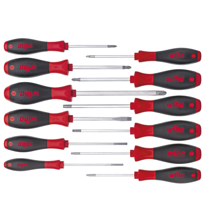 Set med 12 SoftFinish-skruvmejslar med ergonomiskt handtag WIHA WH-SOFTFINISH/41002