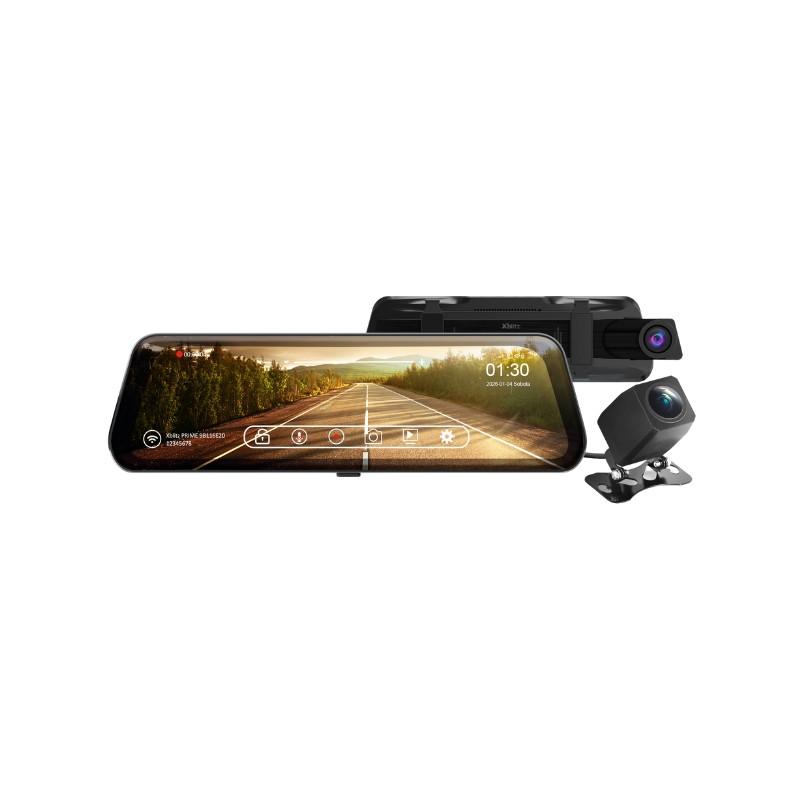 4K UHD araç içi kamera, Full HD geri görüş kamerası ve 9.66 inç IPS dokunmatik panel Xblitz XB-PRIME