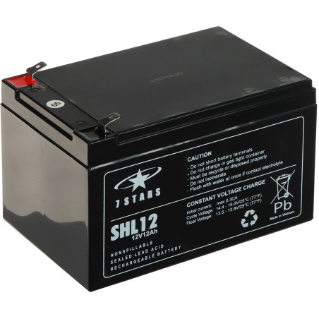 Batterie AGM VRLA 12V 12Ah pour onduleurs systèmes d'alarme et éclairage de secours sans entretien étanche 7STARS 12V/12AH-7STAR