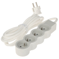 Prelungitor cu priză multiplă 4 prize 3m alb gri pentru birou acasă solid 3680W 16A împământare LEGRAND LE-049490