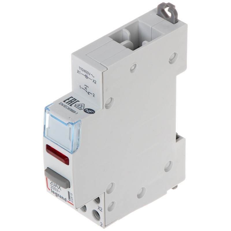 带指示灯的单联双稳态按钮开关 1x NC 20A DIN导轨电路控制 LEGRAND LE-412915