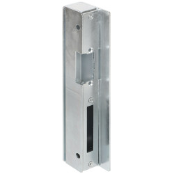 Mounting box with faceplate for R3 R4 R5 electric strikes universal left right silver steel Delta R3-KAS.US-C