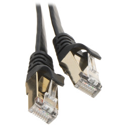 Plokščias tinklo kabelis Patchcord RJ45 Cat.7 SSTP 10Gbps 600MHz 20m Juodas UNITEK RJ45/7/20-FL