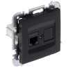 Tomada de computador final RJ45 UTP cat.5e embutida preta série Santra rede LAN Ethernet montagem embutida Elektro-Plast Nasiels