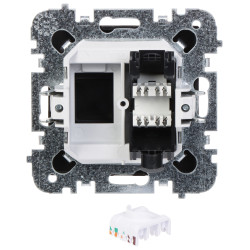 Tomada de computador final RJ45 UTP cat.5e embutida preta série Santra rede LAN Ethernet montagem embutida Elektro-Plast Nasiels