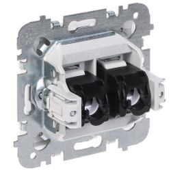 RJ45 UTP Cat.5e 이중 매립형 컴퓨터 단자 화이트 LAN 이더넷 Elektro-Plast Nasielsk SANTRA/4149-10/EPN