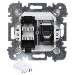 双口RJ45 UTP 5e类嵌入式白色网络LAN以太网终端插座 Elektro-Plast Nasielsk SANTRA/4149-10/EPN