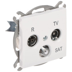 Završna antenska utičnica R-TV-SAT podžbukna bijela serija Santra elektroinstalacijska oprema Elektro-Plast Nasielsk SANTRA/4153