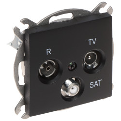 Eindantennecontactdoos R-TV-SAT Inbouw Zwart IP20 F-connector IEC Santra Serie Elektro-Plast Nasielsk SANTRA/4153-19/EPN