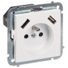 230V电源插座带2.1A USB充电器嵌入式白色接地带电流轨道挡板 Elektro-Plast Nasielsk SANTRA/4188-10/EPN