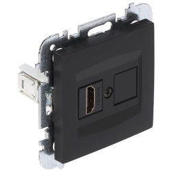 Einzelne HDMI-Unterputzdose Schwarz ABS Serie Santra IP20 4K Full HD Multimedia Elektro-Plast Nasielsk SANTRA/4191-19/EPN