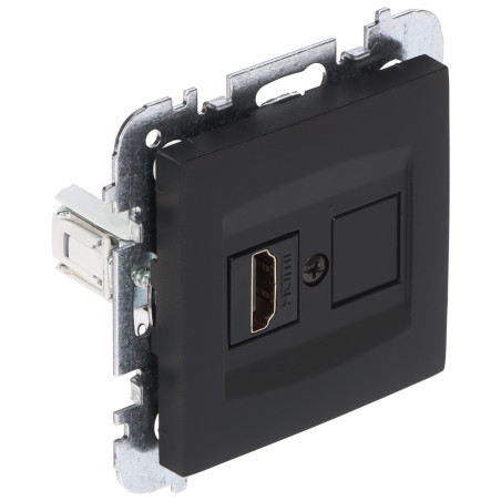 Santra系列黑色ABS嵌入式单口HDMI插座IP20 4K全高清多媒体 Elektro-Plast Nasielsk SANTRA/4191-19/EPN