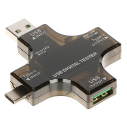 Multifunkční USB tester USB-C Micro USB měřič napětí proudu výkonu kapacity LCD QC PD Spacetronik SP-UT01