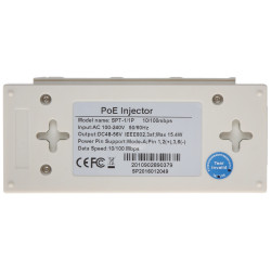 PoE Injector 15.4W IEEE 802.3af 48V-56V DC RJ45 10/100 Mbps Network Power Adapter Delta SPT-1/1P