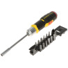 Chave de fenda multifuncional com catraca e conjunto de 12 bits, cabo tipo pistola, compartimento para pontas, suporte STANLEY S