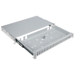 Fiberoptisk patchpanel 19 tommer 1U 24 porte SC Duplex LC Quad udtrækkelig skuffe grå STALFLEX TFDP-19-1U-24D-SC-G