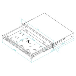 Painel de fibra ótica 19 polegadas 1U 24 portas SC Duplex LC Quad gaveta deslizante cinza STALFLEX TFDP-19-1U-24D-SC-G