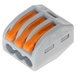 3-way electrical quick connector with levers set of 50 pieces universal for solid and stranded wire Wago WAGO-222-413*P50