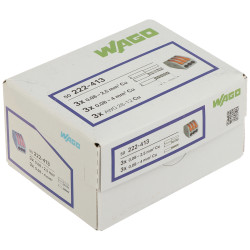 Электрычная хуткараздымная муфта 3-канальная з рычагамі набор 50 штук універсальная для дроту і шнура Wago WAGO-222-413*P50