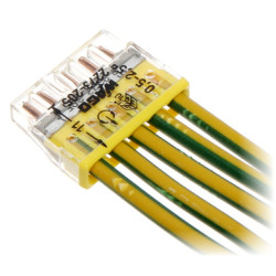 Elektrická svorka rýchlospojka 5-pólová na drôt 0.5-2.5mm2 Inštalačná spojka žltá súprava 100 kusov Wago WAGO-2273-205*P100