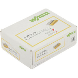 Električna spojnica brza 5-polna za žicu 0.5-2.5mm2 Instalacijska spojnica žuta set 100 komada Wago WAGO-2273-205*P100