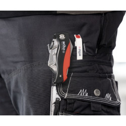 Professional folding knife with trapezoidal blade and spare blade storage for installation work WIHA WH-KNIFE/45425