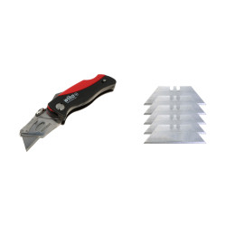 台形刃と予備刃収納部を備えたプロ仕様折りたたみ式カッター WIHA WH-KNIFE/45425