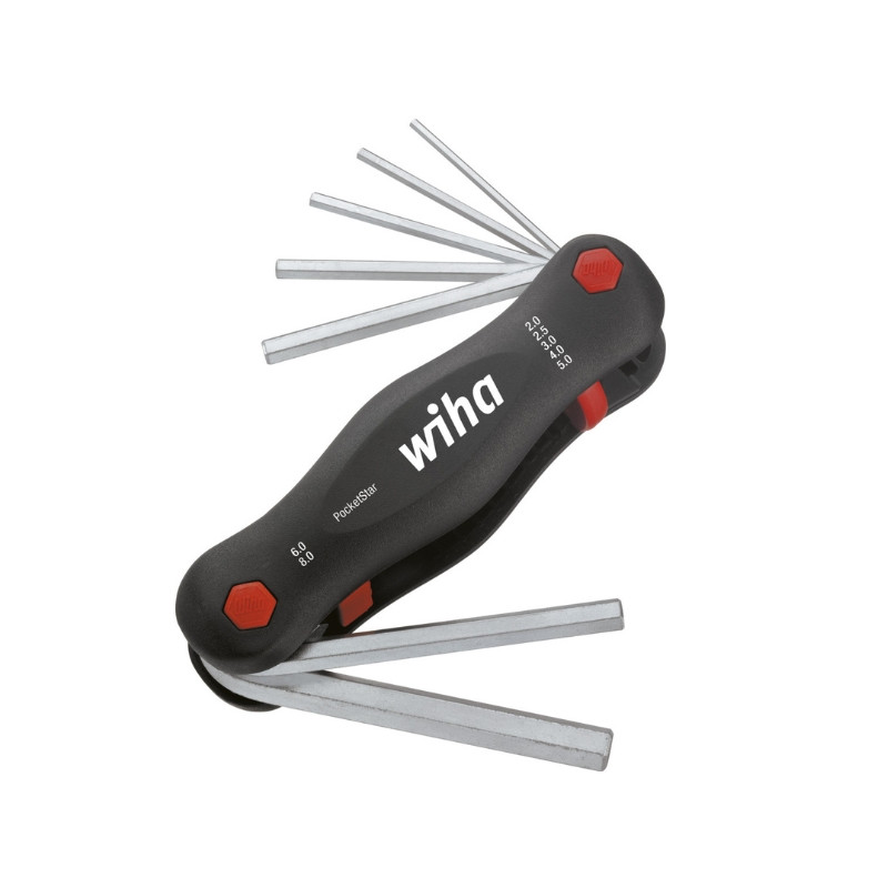 PocketStar Inbusschlüssel-Set metrisch Taschenmesser 7-teilig professionelle Werkstatt- und Servicewerkzeuge WIHA WH-POCKETSTAR/