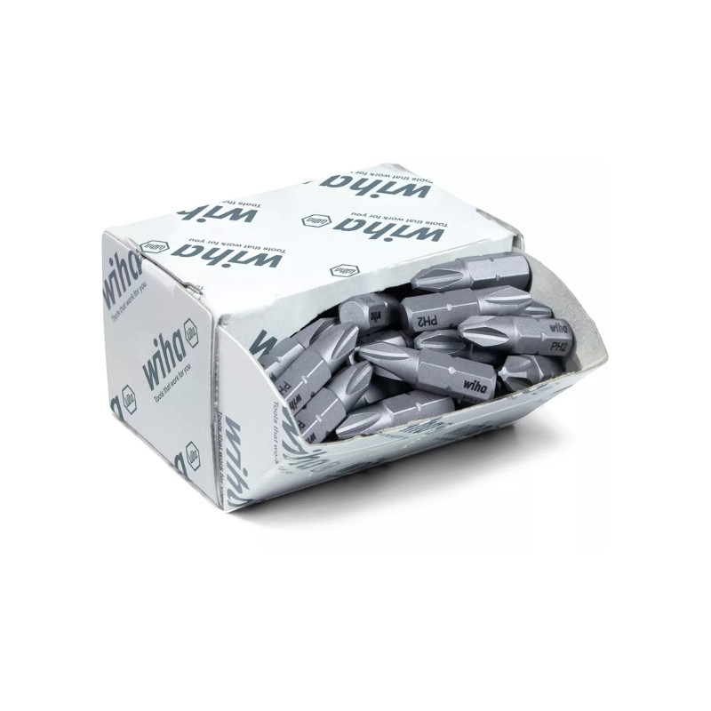 Schrauberbit Set PH2 50 Stück professionelle Bits für Schrauber gehärteter Stahl hohe Haltbarkeit WIHA WH/BIT-SET/PH2*P50