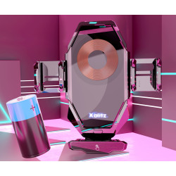 Držiak do auta s indukčným nabíjaním 15W automatická svorka do vetracej mriežky USB-C Qi strieborný Xblitz XB-FX8-ELEGANCE