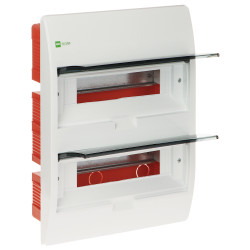 Flush mounted electrical distribution board 24 modules 2x12 IP40 white smoke door home fuse box EPN Elektro-Plast Nasielsk ELEGA