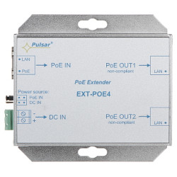 PoE Extender 10/100Mb/s Range Extension up to 200m Metal Housing Fast Ethernet RJ45 PULSAR EXT-POE4