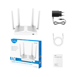 Router Wi-Fi 5 AC1200 Dual-Band 5GHz 2.4GHz 5x Gigabit RJ45 Mesh USB 3.0 VPN MU-MIMO CUDY WR1300S