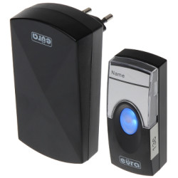 Wireless Doorbell 50m Range 16 Melodies IP44 230V AC Battery Button Paging System Home Office EURA WDP-05A3