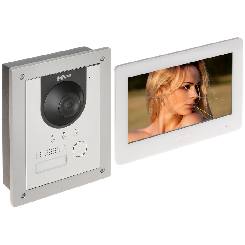 2-tråds IP-videodørtelefonsett 7-tommers berøringsskjerm 2Mpx Full HD IR WDR P2P-kamera DAHUA KTD01(F)