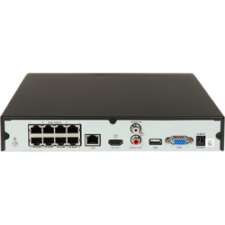 IP-рэгістратар 16 каналаў, 8 партоў PoE, падтрымка 12 Мп, H.265+, ONVIF, P2P, 1x SATA 10ТБ APTI APTI-N1621-8P-I3