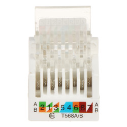 Conector Keystone RJ45 cat. 5e branco, conector rápido Krone, 100 unid.  FX-RJ45-52*P100