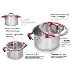 Set de oale 8 piese oțel inoxidabil AISI 304 inducție sistem de scurgere gradat Zwieger ZW-GZKP-7031