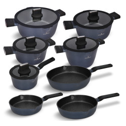 Conjunto de Panelas e Frigideiras de Alumínio 13 peças Revestimento Greblon Indução Zwieger ZW-EK-0023