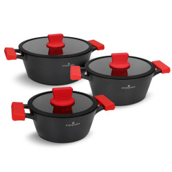 Set med 6 aluminiumkastruller Greblon-beläggning induktion ugn Zwieger ZW-EK-1655