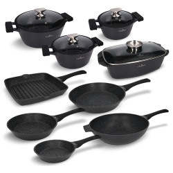 Juego de ollas sartenes y rustidera 13 piezas Greblon Inducción Horno All In One Conjunto de utensilios de cocina Zwieger ZW-EK-