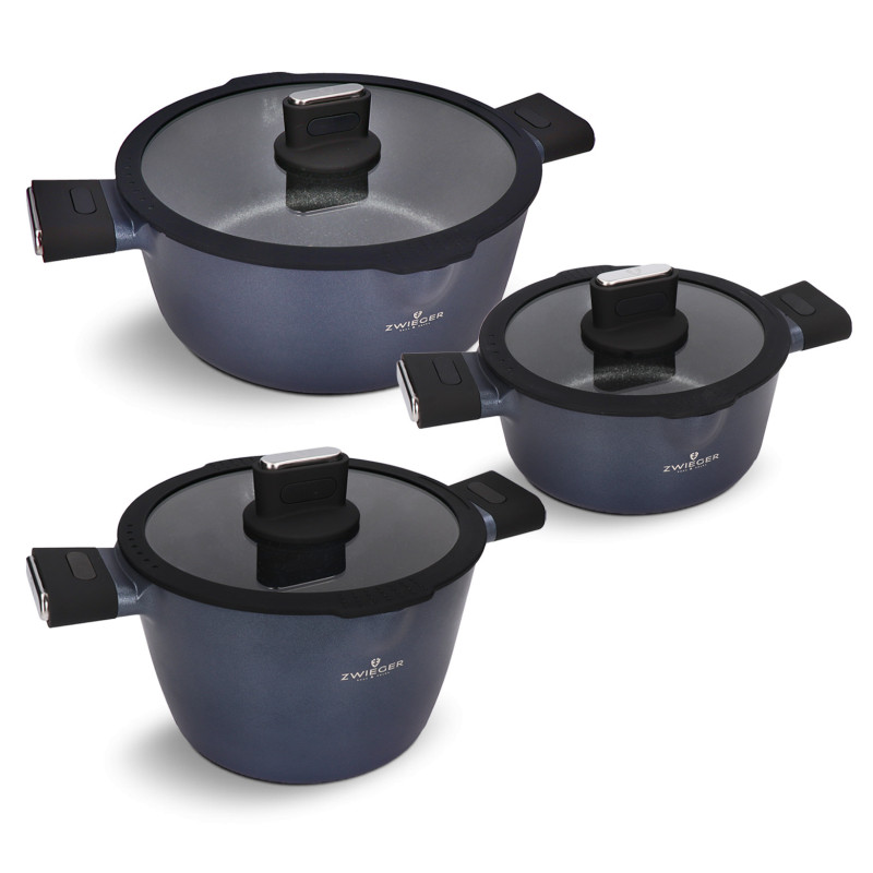 Set aluminium pannen 6 stuks Greblon coating inductie Zwieger ZW-EK-3505