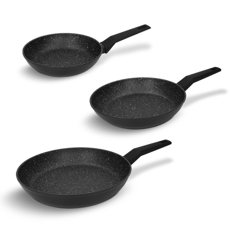Zestaw 3 patelni uniwersalnych z powłoką nieprzywierającą marble stone indukcja gaz Zwieger ZW-EK-4687